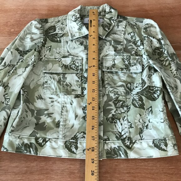 Derek Lam 10 Crosby Chloe Floral Cropped Cargo Jacket Women 4 Green Floral 17871 - Picture 4 of 13